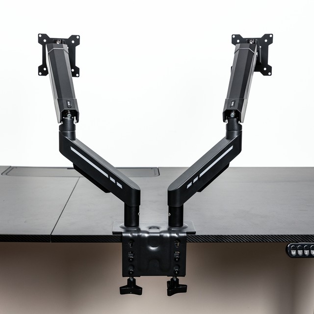 Dual Monitor Stand 360 Degree Swivel Adjustable C-Clamp Mount Ergonomic VESA 75x75mm 100x100mm Dual Monitor Arm for Desk