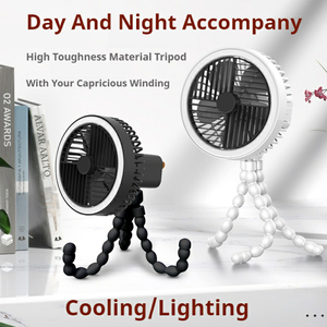 Cochecito portátil Mini ventilador Pequeño enfriador personal recargable Rotación de 360 ° Pantalla de 3 velocidades Accesorios para cochecito alimentado por batería - Product Image 5