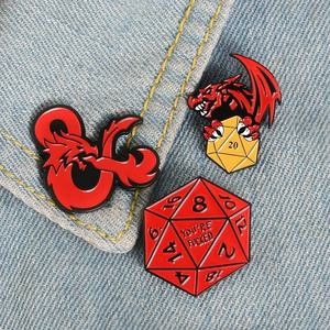 Venta al por mayor buena Stock Metal DND esmalte Pins personalizado impreso 30mm troquelado broche medallas imán Anime juego mazmorras dragones gorras - Product Image 1