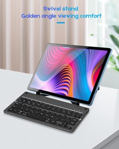 Manufacturer Custom logo layout Plastic rechargeable portable bluetooth foldable keyboard with phone <b>stand</b> - Product Image 3