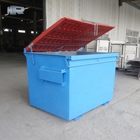 Nouveaux bacs de collecte de déchets en acier pour extérieur, à chargement frontal/arrière par chariot élévateur, avec couvercles, pour les déchets solides de construction