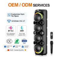 Altavoces Portátiles Dobles de 8 Pulgadas*4 para Fiestas, Iluminación LED RGB, USB, FM, AUX, TWS, Funciones de Karaoke para Exteriores, Gran Potencia