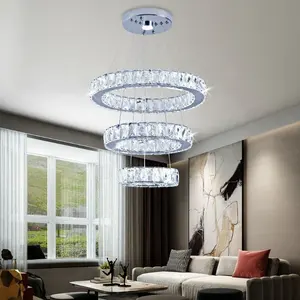 Large Crystal Cool Light 47W LED Lamps Modern Crystal Pendant Chandelier Light For Kitchen