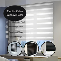 Ventana Zebra Persianas enrollables Cortina motorizada Poliéster Blackout Interior Ventana del hogar