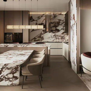 Cuisine haut de gamme sur mesure en bois massif avec îlot intégré, réfrigérateur à vin, four, artisanat de qualité supérieure - Product Image 1