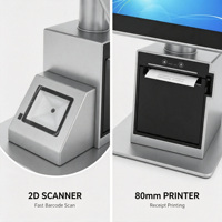 Sistema de Punto de Venta de escritorio, de doble pantalla caja registradora, máquina Pos, impresora térmica integrada de 80mm y escáner de código de barras para venta minorista