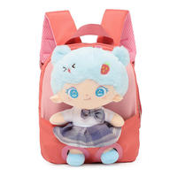 Sac d'école personnalisé pour enfants, sac à dos en peluche mignon, poupée en peluche, sac à dos miniature de dessin animé pour filles avec poupée en peluche