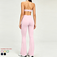 XW-AWX6001+ACK6001-1 Ensemble de sport pour femme très extensible, couleur contrastante, style licou, pour jogging, Pilates et yoga – Grande Vente