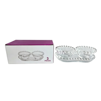 Ensemble de 3 bols à dessert en verre transparent texturé, bord perlé, petits bols de service pour la crème glacée, les salades de fruits, les puddings et les collations de fête