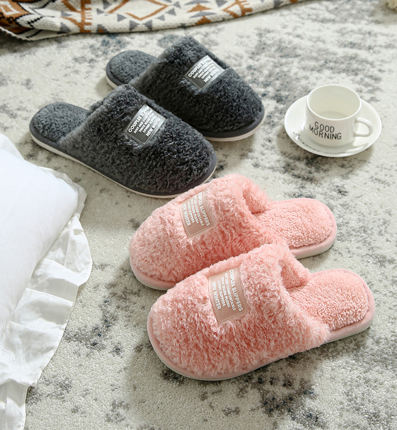 Couples Home Cotton Slippers Comfortable Warm Soft House Slippers Winter