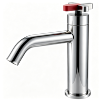 Robinet de lavabo contemporain en cuivre de qualité supérieure, monotrou, à poser sur le comptoir, mitigeur chaud/froid, finition nickel brossé pour hôtel et villa