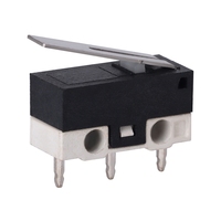 ABILKEEN 1A 125VAC Mini micro-interrupteur avec levier métallique plat, bornes PCB 3 broches, noir et blanc, SPDT 1NO1NC, interrupteur de fin de course