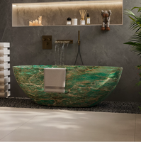 Baignoire ovale autoportante de luxe en pierre technique verte, double baignoire de trempage, design moderne et épuré, pour hôtels, boutiques, maisons, vente en gros