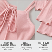 Ensemble 2 pièces Y2K pour femme : Cardigan uni à manches longues et robe mini froncée à cordon de serrage – Collection Printemps-Été – Fournisseur