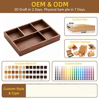 Plateau de rangement / Organisateur de bureau en bois massif de style campagnard avec design carré pour bijoux, cosmétiques et papeterie