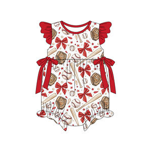 Combinaison à bulles pour bébés filles RTS Boutique Ball Game Go Team, 95% coton et élasthanne, pour nouveau-nés, vente en gros, baseball, tissu peigné pour tout-petits - Product Image 4