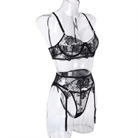 Ensemble de lingerie pour femmes, dentelle brodée, soutien-gorge push-up, ensembles de culottes, haut à décolleté profond, lingerie sexy, soutien-gorge, lingerie, ensemble de lingerie sissy