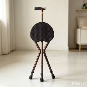 Yonghe Cane <b>Stool</b> Aluminum Alloy <b>Folding</b> With Seat For Elderly Walking Aid - Product Image 4