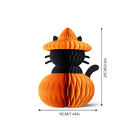 Lot de 3 décorations en papier nid d'abeille pour Halloween : Citrouille, Chat Noir, Hibou – Effet 3D, Écologiques et Réutilisables pour Fêtes d'Automne et Tables de Récolte