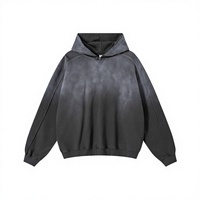 Sweat à capuche délavé pour homme, coupe oversize, épais, style streetwear, avec logo personnalisé sur le devant