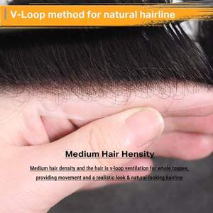 Prothèse capillaire extra fine en PU pour hommes, cheveux naturels, système de remplacement capillaire à boucles en V sans nœuds, ligne de cheveux naturelle. - Product Image 2