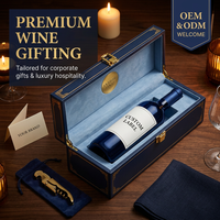 Boîte cadeau rigide pour vin personnalisée marine |   Fermoir en métal doré |   Logo en feuille d'or |   Insert en velours |   Couvercle à charnières |   MOQ 100 PCS OEM & ODM