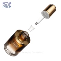 Flacons compte-gouttes haut de gamme 30 ml 50 ml en verre ambré dégradé pour parfum, huile et sérum avec compte-gouttes à bouton poussoir doré