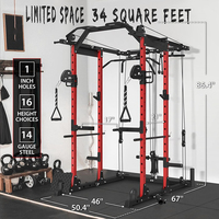Cage d'entraînement multifonctionnelle Tellus Fitness pour la maison avec système de poulies et croisement de câbles, machine de musculation et rack à squats