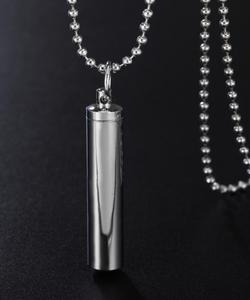 Tubo de acero Unisex, urna de ceniza de cremación, cilindro de píldora Gallipot, puede abrir colgante, collar - Product Image 2
