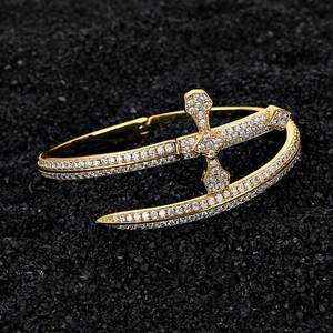 Wholesale Fine Jewelry Hip Hop Diamond Sword of Justice Bracelet <b>Bangle</b> Gold Filled Iced Out Zirconia Cross Bracelets <b>Bangles</b> - Product Image 6