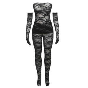 Nuovi arrivi pizzo trasparente 2 pezzi Set da <span class=keywords><strong>donna</strong></span> <span class=keywords><strong>Sexy</strong></span> senza spalline abito in rete calze collant da discoteca - Product Image 6