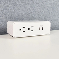 Prise de courant universelle moderne personnalisée OMNI Factory en matériau ABS + PC ignifuge, 2 prises, 2 ports USB C, garantie de 3 ans