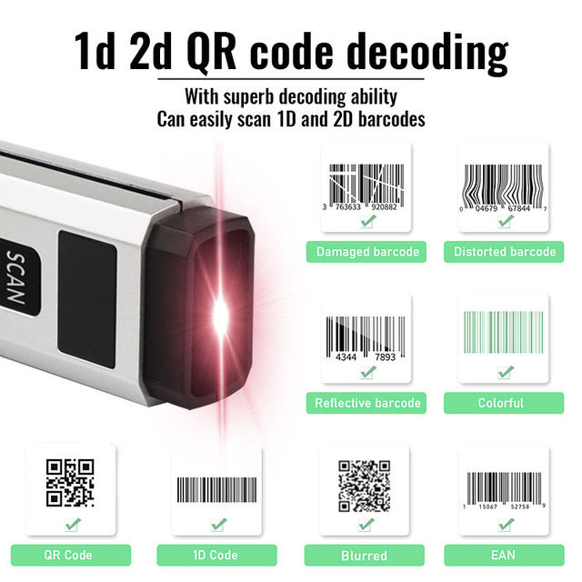 SHUNQI Mini Wireless 1D 2D Barcode Scanner Pocket CMOS Data Collector for Warehouse Inventory Stock Management