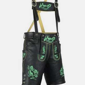 Pantalones de Lederhosen Bávaros Negros Bordados de Diseño para Hombre, Tallas Europeas 46 a 62, Disponibles para Verano - Product Image 1