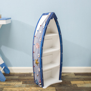 Mediterranean Boat Shaped <b>Cabinet</b> Set 3 Piece Wood Storage Living Room Furniture - Product Image 3