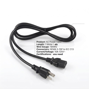 NEMA Power Cord 5 15P to IEC320 C13 13A 125V 16AWG SJT 3 Prong US AC Adapter Lead Desktop <b>Printer</b> Kettle <b>Cable</b> RoHS Certified - Product Image 1