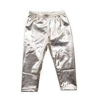 Vêtements pour enfants Leggings pour filles Style tendance Tissu en cuir Taille basse Pantalons pour adolescentes