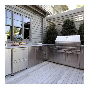 NICOCABINET Luxury Customaztion Modular Modern Metal Set Designs Outdoor Stainless Steel Kitchen Cabinet