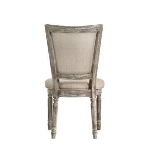 DB Gabrian Set of 2 <b>Dining</b> <b>Chairs</b> Two-Tone Beige Fabric & Reclaimed <b>Gray</b> Finish Side <b>Chairs</b> - Product Image 3
