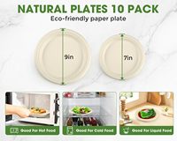 Assiette ronde jetable robuste en pulpe de canne à sucre, résistante à l'huile, compostable, en bagasse, pour la restauration de plats chauds, les mariages et les événements