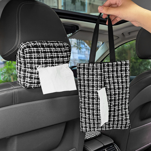 Porte-mouchoirs de voiture en polyester de luxe YECAI, boîte à mouchoirs multifonction pour l'intérieur du véhicule, accessoires de décoration de voiture faciles à installer - Product Image 3