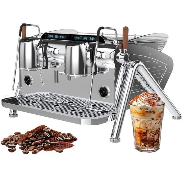 Table Top Silver Yellow White Color Semi-Automatic Touch Screen Stainless Steel Coffee Machine Two Double Single Group Hotel Car