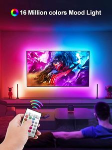 RGB <span class=keywords><strong>Backlight</strong></span> Smart <span class=keywords><strong>LED</strong></span> Strip Lights TV Music Sync para Bluetooth APP Controle Remoto USB Powered Quarto Gaming Plastic <span class=keywords><strong>Lamp</strong></span> - Product Image 2