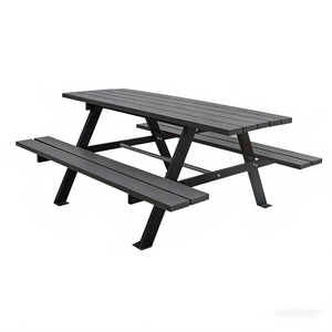 Ensemble <span class=keywords><strong>table</strong></span> et <span class=keywords><strong>banc</strong></span> de pique-nique de camping en bois massif moderne et durable pour l'extérieur, avec structure métallique et <span class=keywords><strong>coussin</strong></span> imperméable - Product Image 6