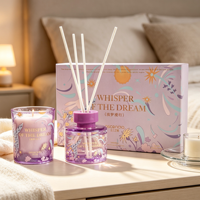 Coffret Cadeau Luxe Bougie Parfumée et Diffuseur à Bâtonnets – Pot en Verre, Parfum d'Ambiance, Aromathérapie, Décoration pour Marques de Détail et Marques Blanches