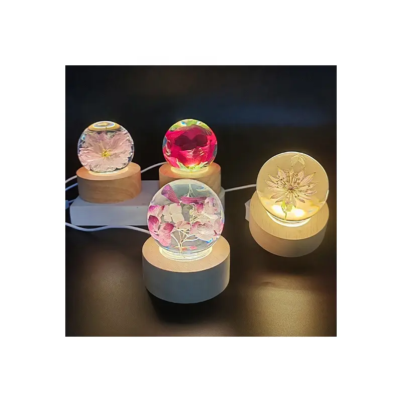 장미 꽃 수지 공 표본 야간 조명과 장식 민들레 식물 침실 램프 새로운 디자인 도매 크리스탈 볼