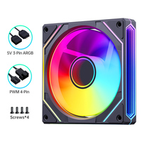 Ventilateur de boîtier PC SNOWMAN NK120-ARGB-BK 120mm Noir ARGB avec miroir infini quatre faces, silencieux PWM 5V 3 broches, synchronisation, vente en gros