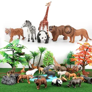 Simulación de PVC, modelo de jungla de plástico sólido, juguetes de animales salvajes, figuras de animales de granja pequeños, conjunto de figuritas para niños, resina Montessori