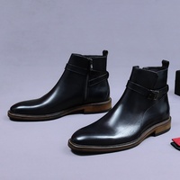 Nouvelles Bottes Chelsea ASTON M.JAZZ pour Hommes, Modèle 86213, en Cuir Véritable, Mi-Mollet, à Enfiler, Qualité Supérieure, Hiver/Automne