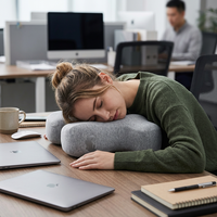 Bantal Leher Travel Memory Foam Ergonomis Bentuk U Penyangga Leher OEM ODM Kustom Grosir